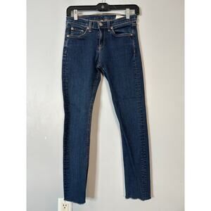 Rag & Bone Women's Denim High Rise Skinny Jeans Raw Hem Dark Wash Blue Size 26